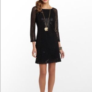 Lily Pulitzer black sequin eyelet cocktail dress